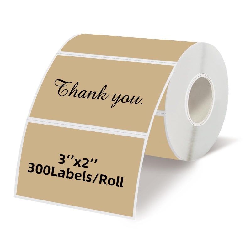 Starboling 3"" x 2"" Thermal Labels,Self-Adhesive Rectangle Thermal Printer Sticker,for Price,Barcode,Mailing,Name(Brown) - Image 1